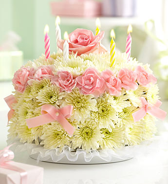 Happy Birthday Flowers Cake