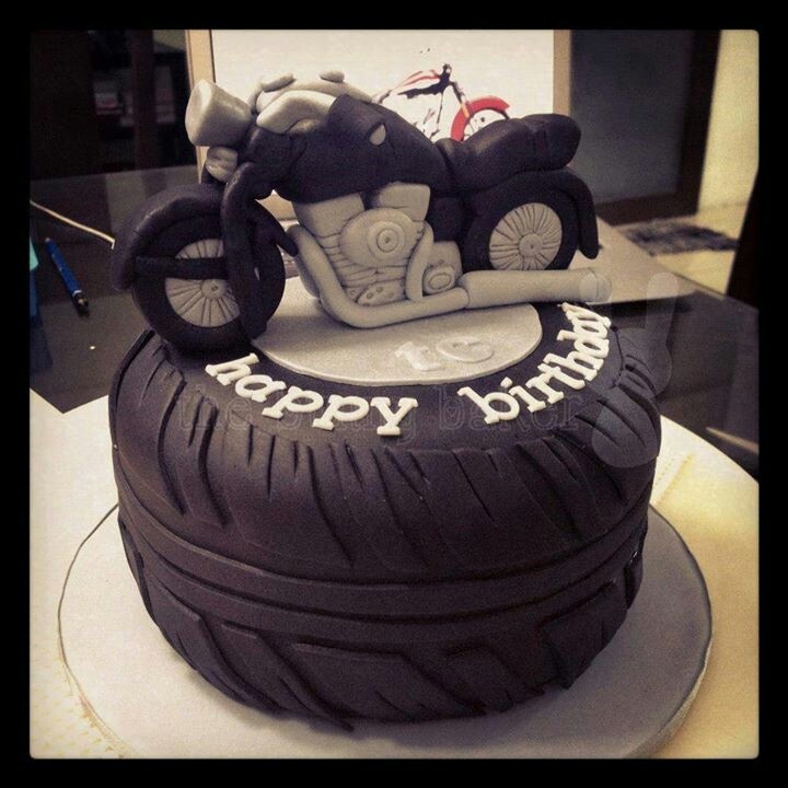 Happy Birthday Motorcycle Cake