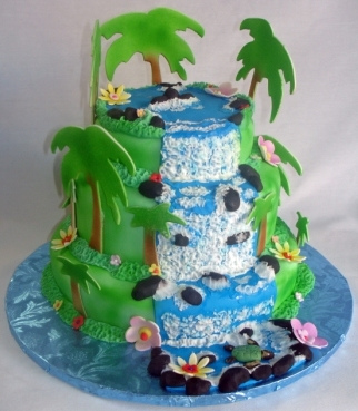 Hawaiian Waterfall Birthday Cake