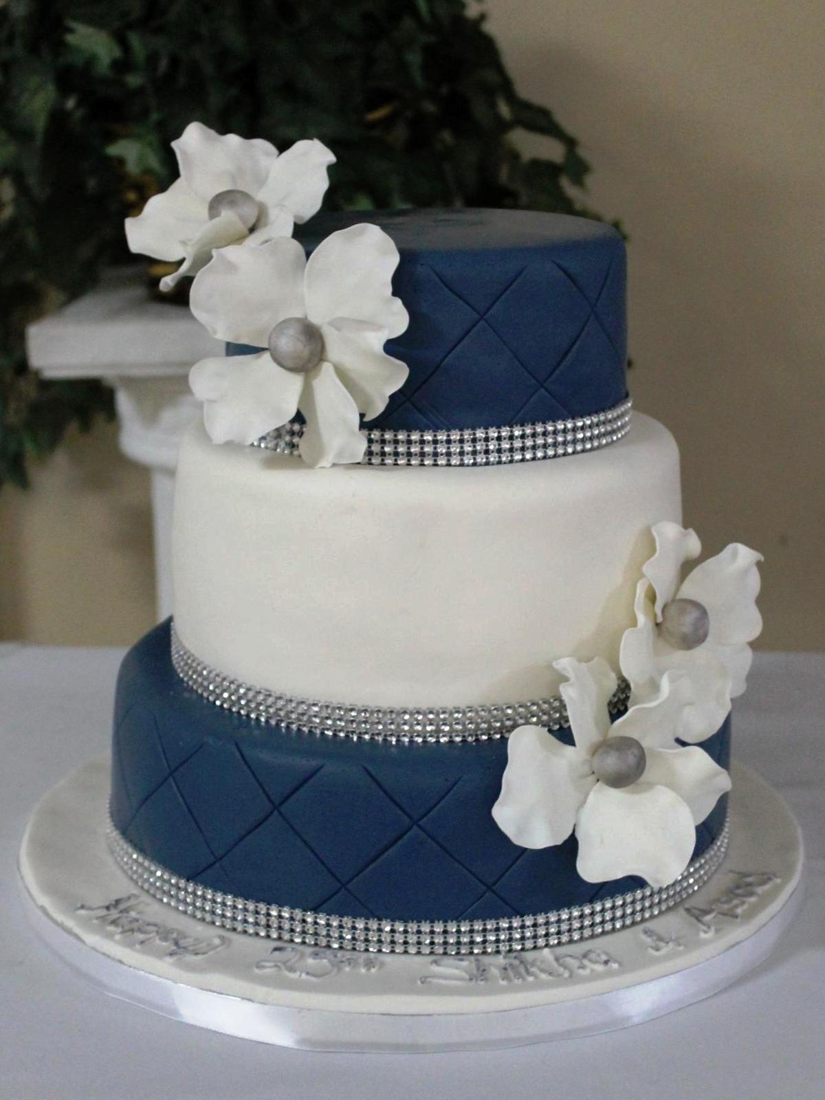 Navy and White Wedding Cake