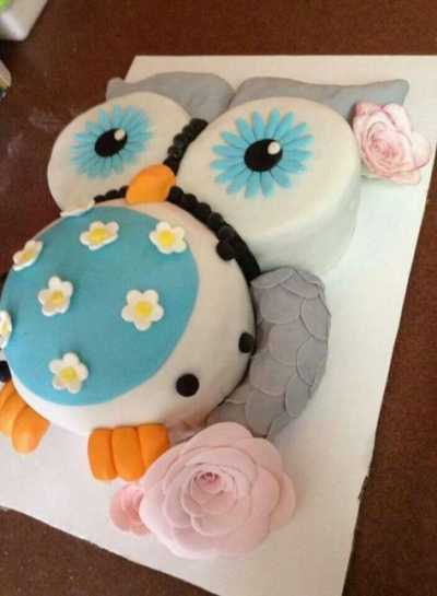 Owl Baby Shower Bump Cake