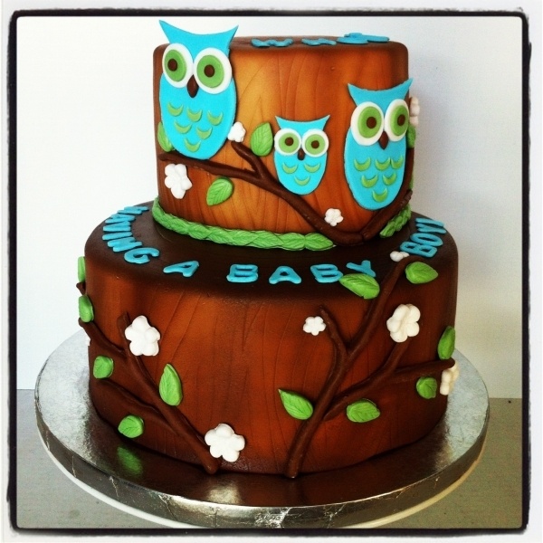 Owl Baby Shower Cake