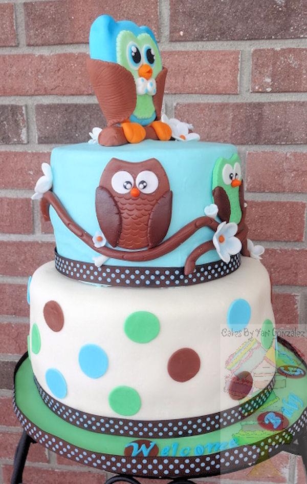 Owl Baby Shower Cake