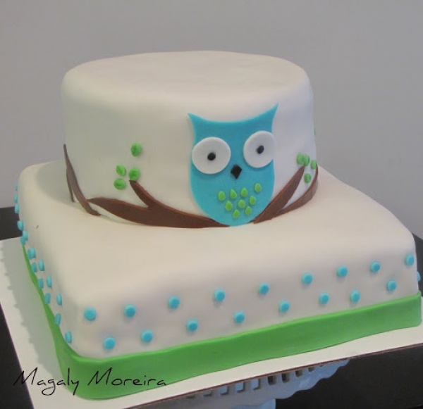 Owl Baby Shower Cake