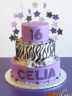 Purple Sweet 16 Birthday Cakes