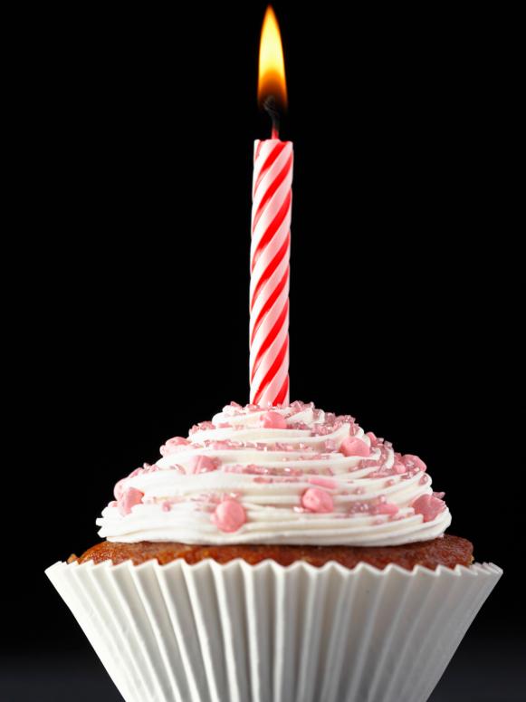 Single Birthday Cupcake with Candle