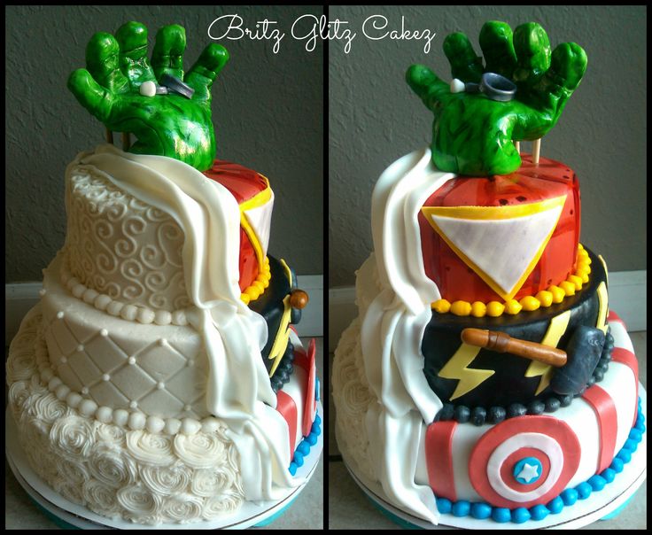 Superhero Half Wedding Cakes