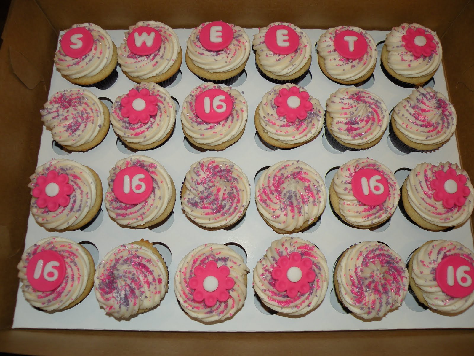 Sweet 16 Birthday Cupcakes for Girls