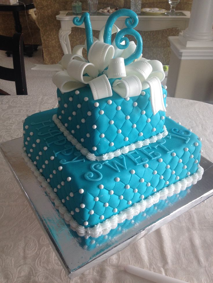 Tiffany Blue Sweet 16 Birthday Cake