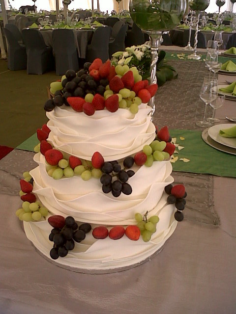 Wedding Cake Decorated with Fresh Fruit