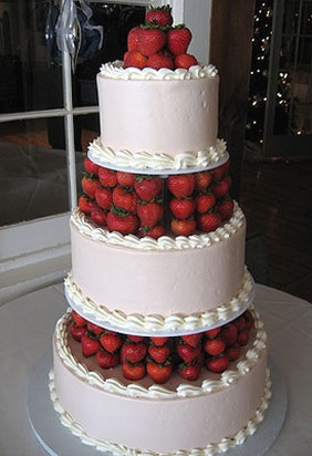 White Wedding Cake with Strawberries