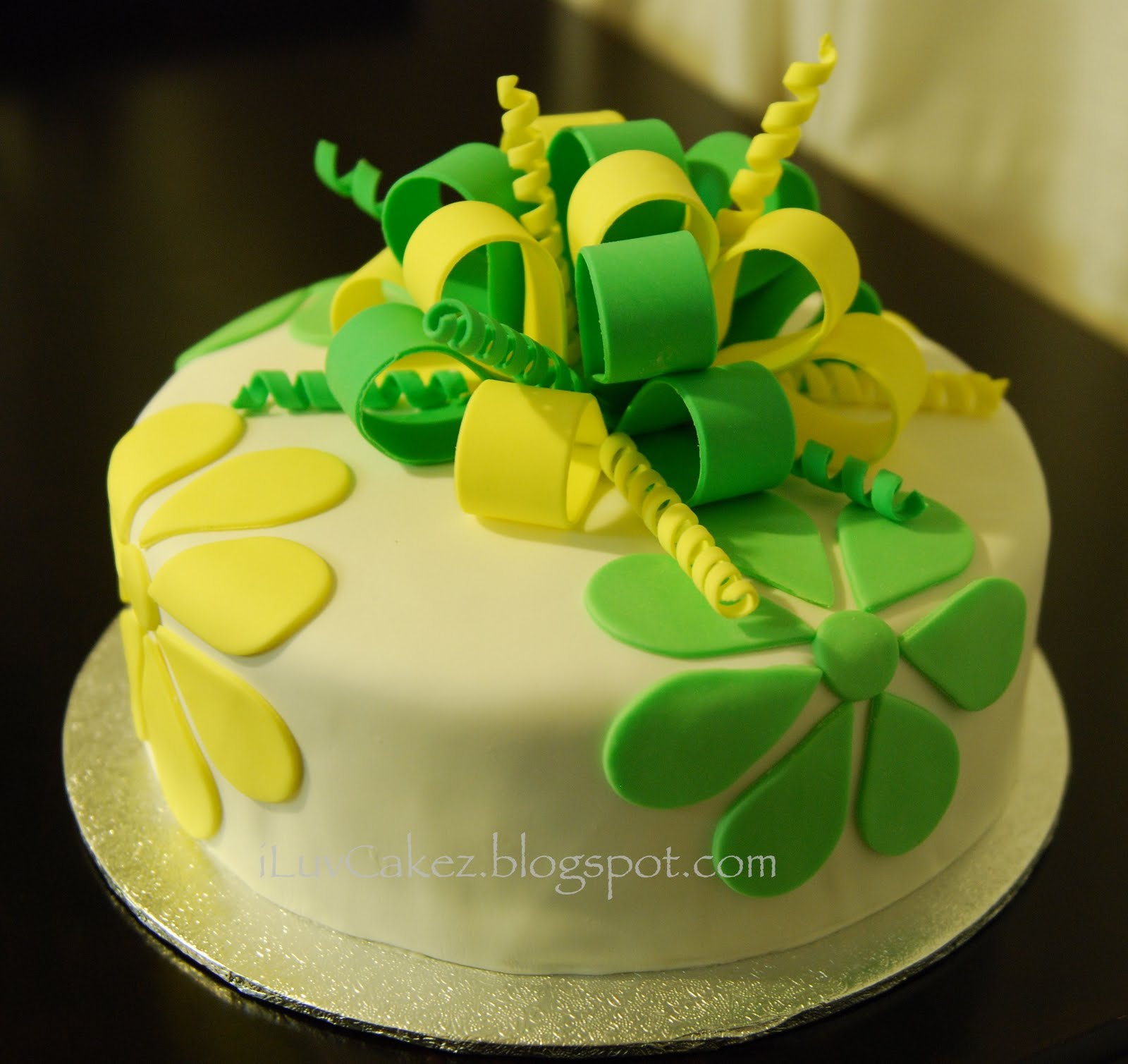 Yellow and Green Birthday Cake