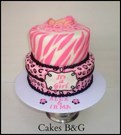 10 Photos of Pink Cheetah Print Baby Girl Cakes