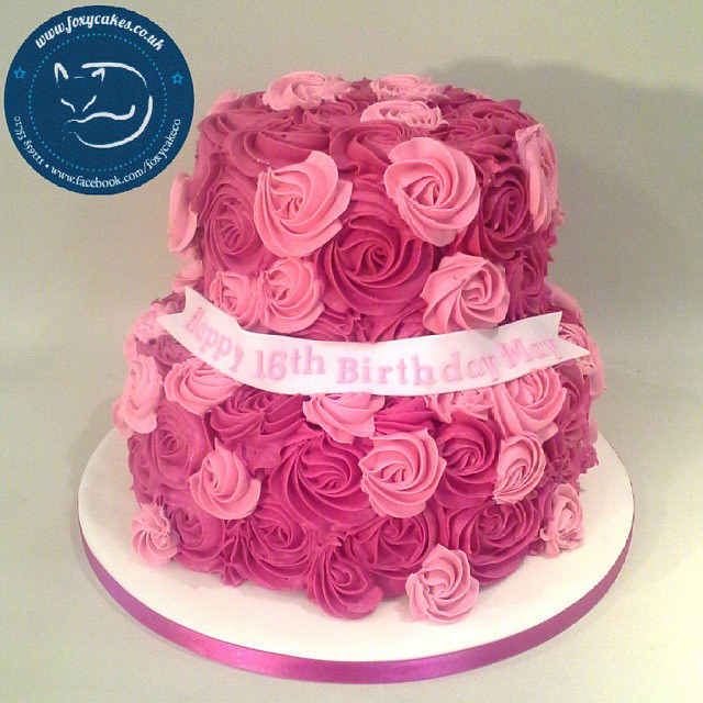 2 Tier Birthday Cake with Buttercream Roses