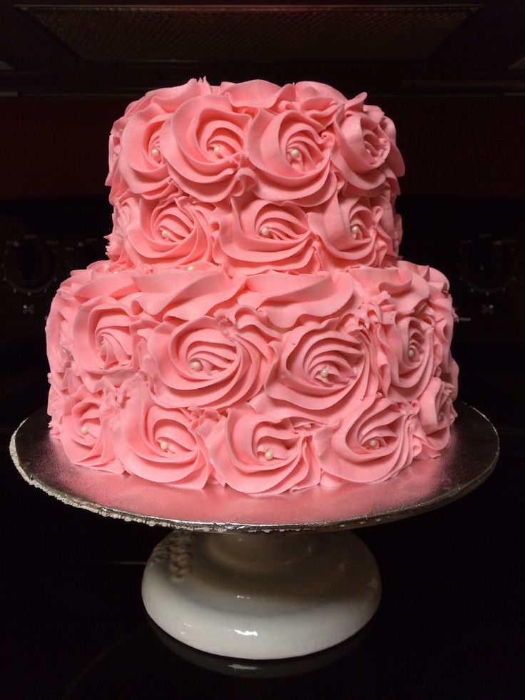 2 Tier Rosette Cake Pink