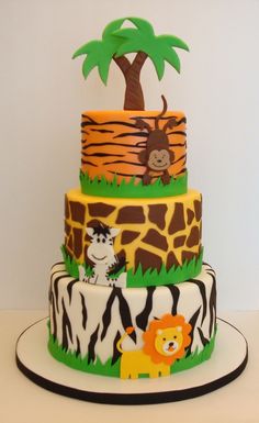 Baby Jungle Theme Birthday Cakes