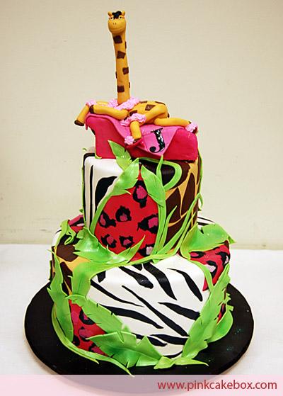 Birthday Cake with Animal Print