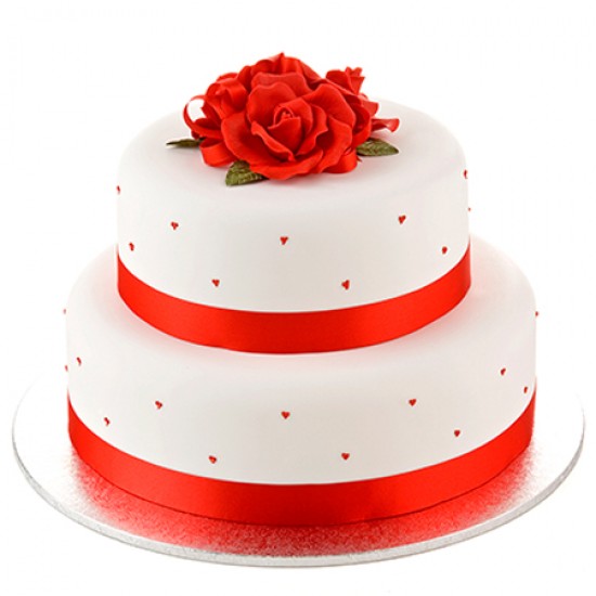 Birthday Cake with Red Roses