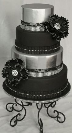 Black and Silver Wedding Cake