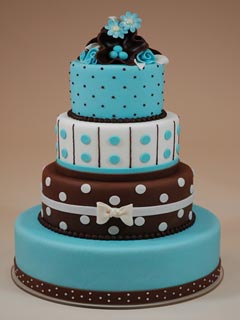 Blue and Brown Polka Dot Wedding Cake