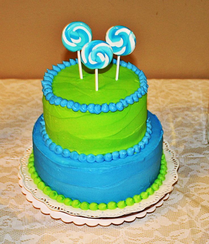 Blue and Green Icing Birthday Cakes