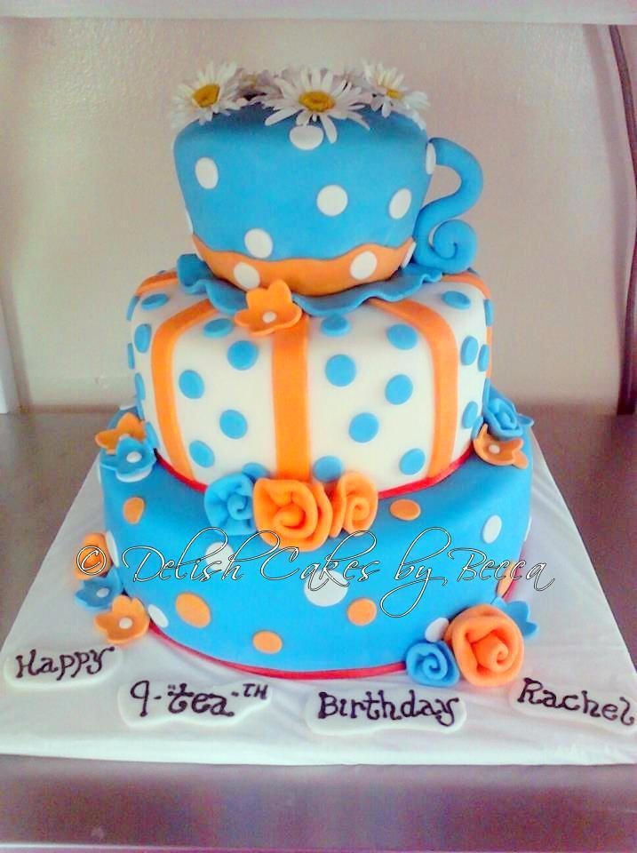 Blue and Orange Birthday Cake