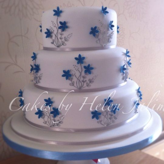 Blue and Silver Wedding Cake