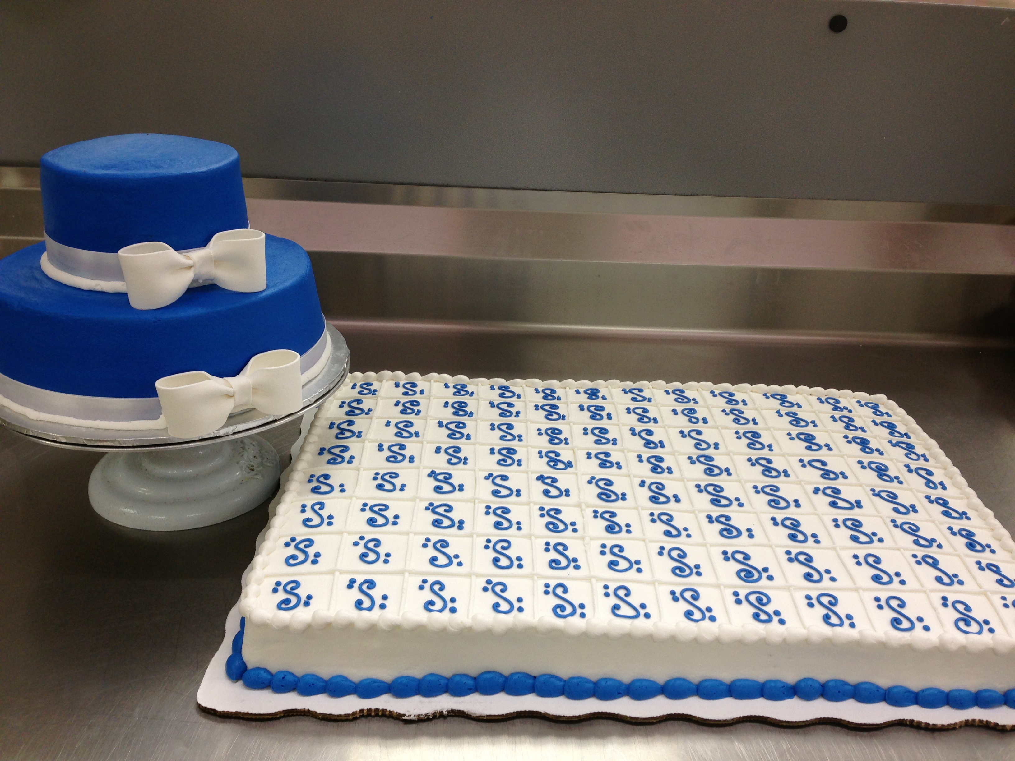 Blue and White Wedding Sheet Cakes