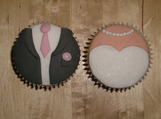 Bride and Groom Shower Cupcakes