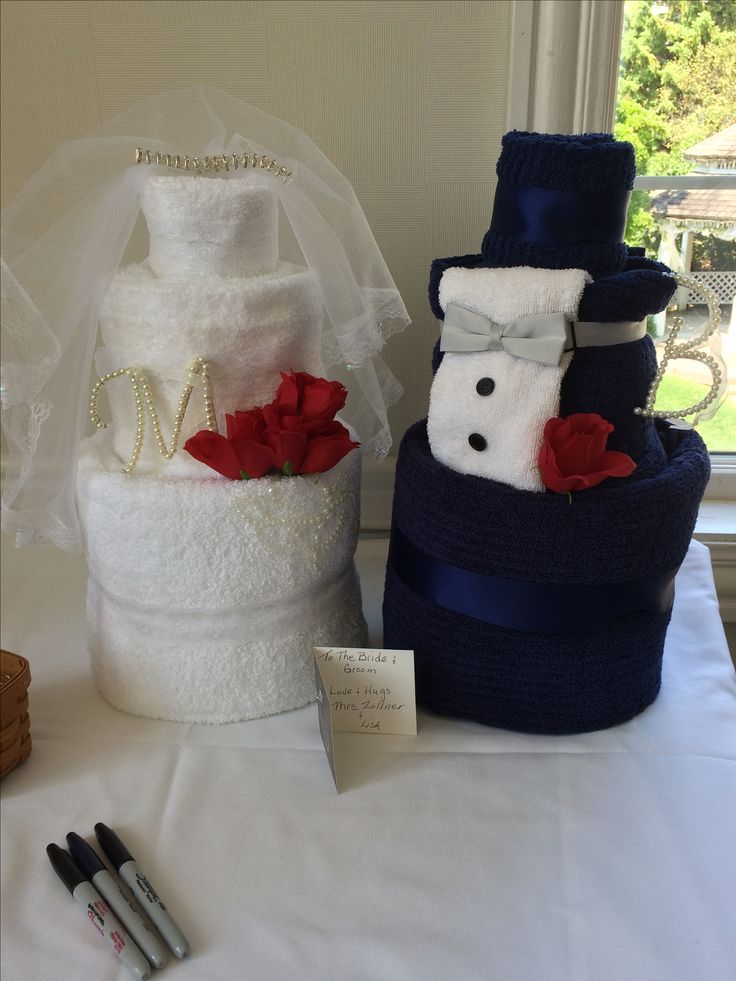 Bride and Groom Towel Cake