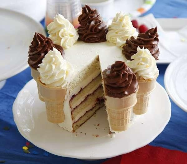 Cake with Ice Cream Cones