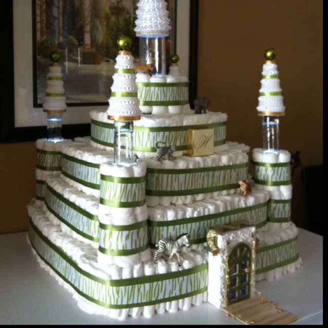 Castle Diaper Cake for Boy Baby Shower