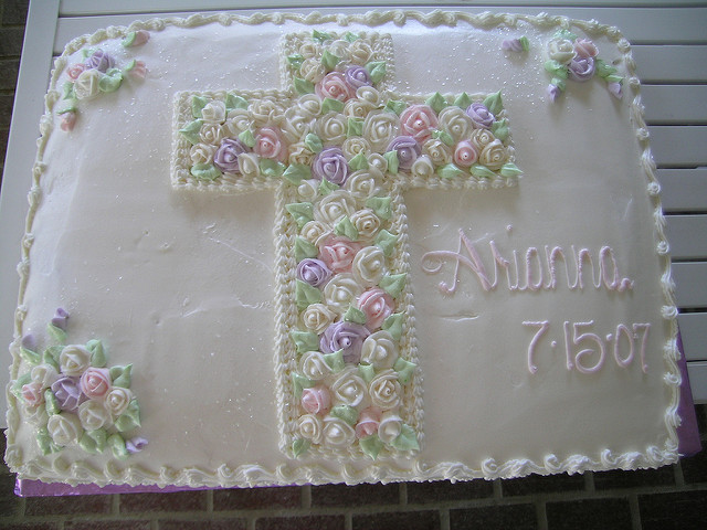 Cross with Rose Sheet Cake