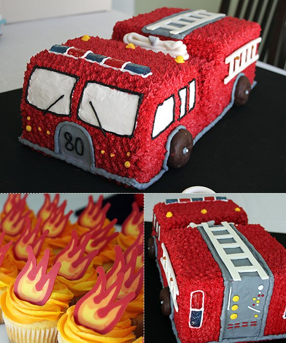 Easy Fire Truck Birthday Cake