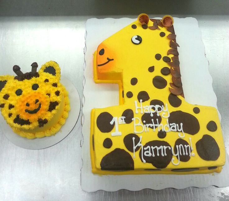 Giraffe First Birthday Cake