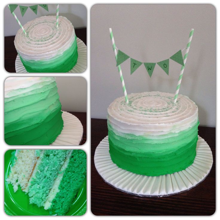 Green Ombre Buttercream Cake