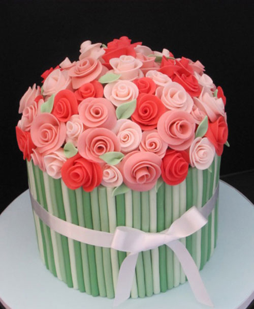 Happy Birthday Cake with Flowers