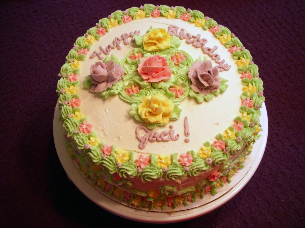 Happy Birthday Cake with Flowers