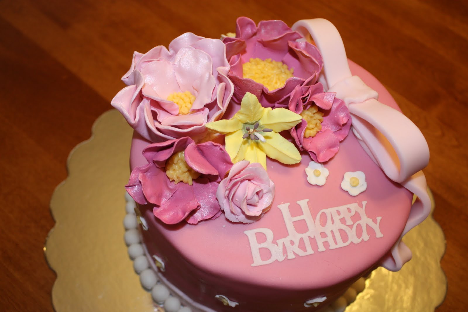 Happy Birthday Cake with Flowers