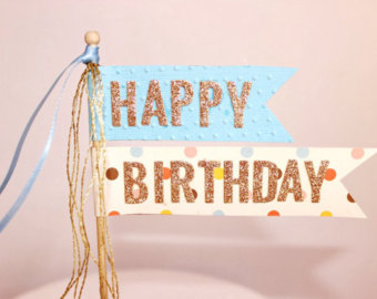 Happy Birthday Glitter Cake Topper