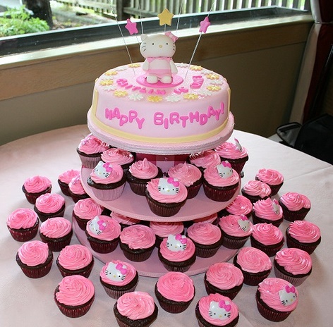 Hello Kitty Cake and Cupcakes