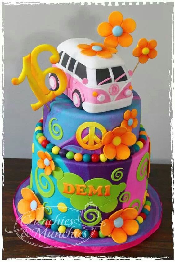 Hippie Theme Birthday Cake