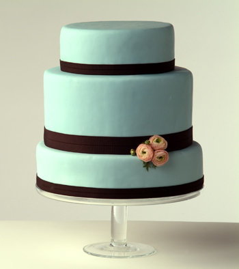 Light Blue and Brown Wedding Cake