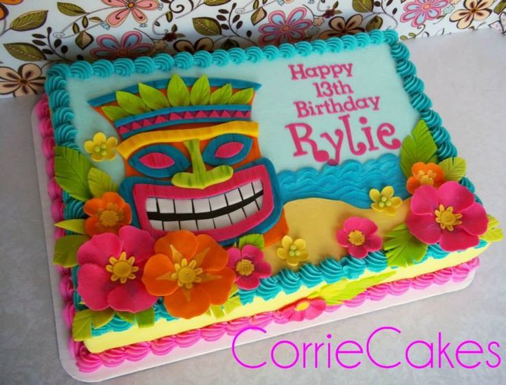 Luau Birthday Sheet Cake