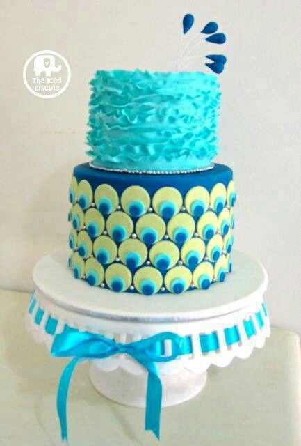 Peacock Baby Shower Cake