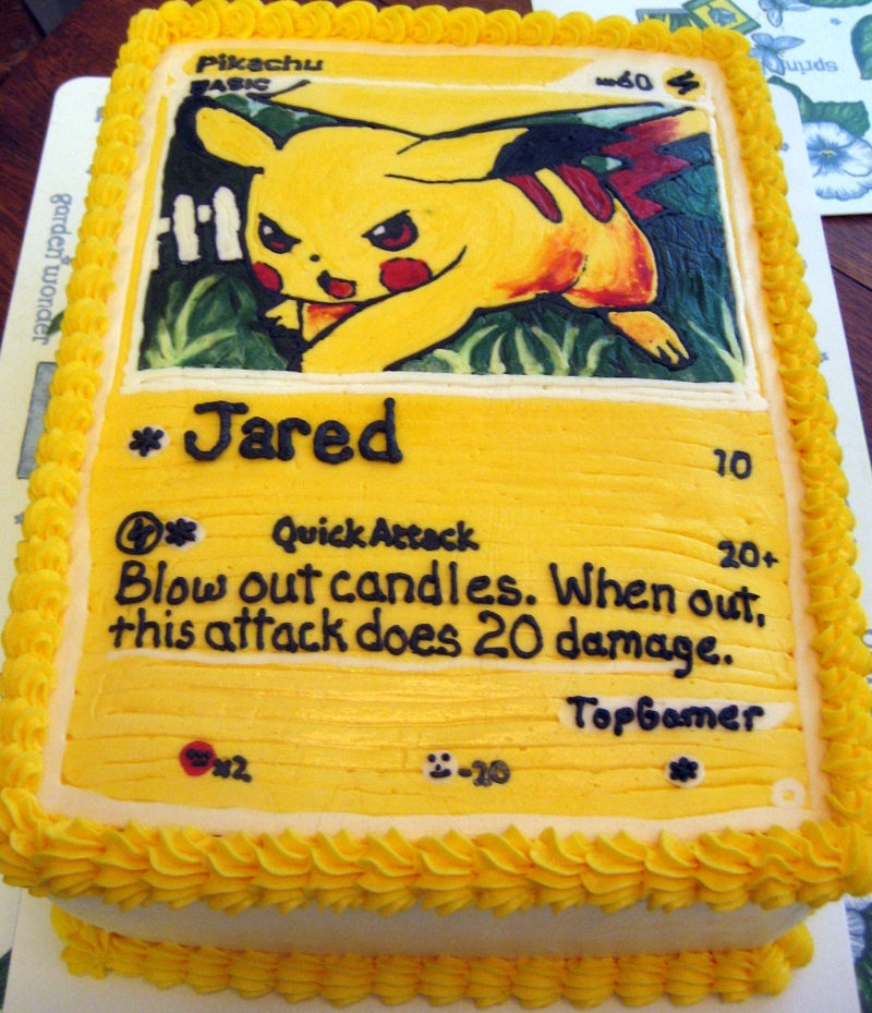 Pikachu Pokemon Card Birthday Cake