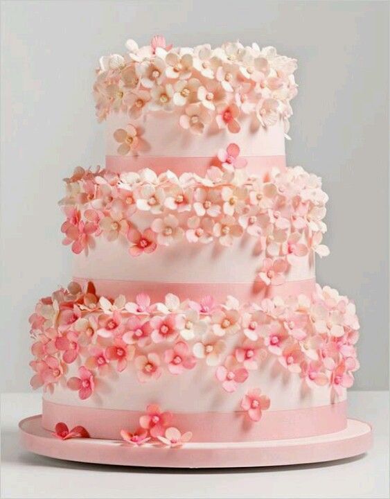 Pink Cherry Blossom Wedding Cake