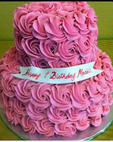 Pink Two-Tiered Birthday Cake