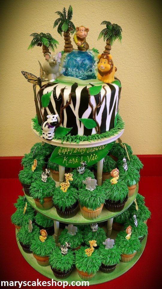 Safari Baby Shower Cake and Cupcakes