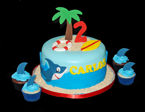 Shark Themed Birthday Cake